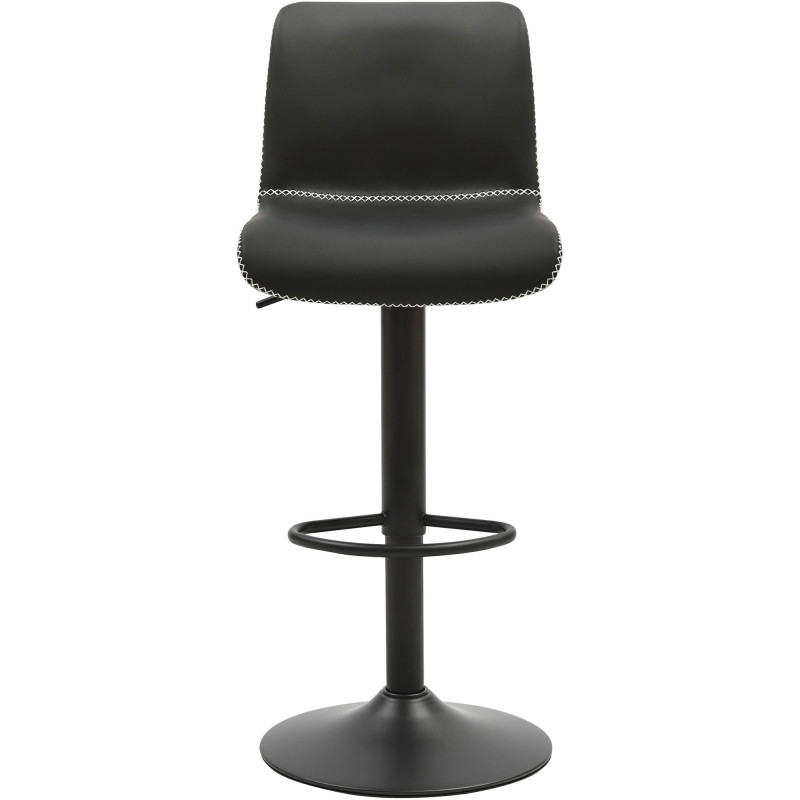 Tabouret de bar rétro chic Polyuréthane Noir Surpiqué Métal Noir Mat Miven - 2