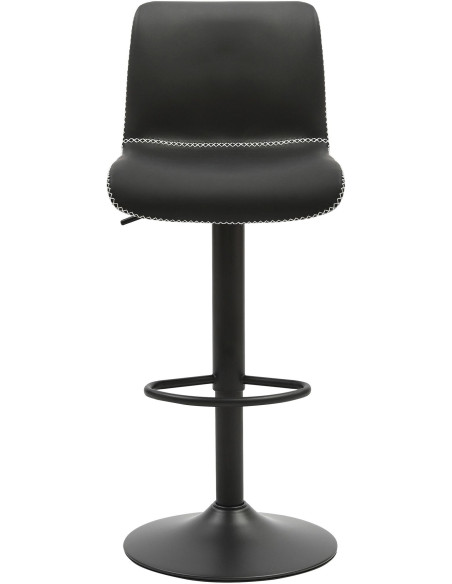 Tabouret de bar rétro chic Polyuréthane Noir Surpiqué Métal Noir Mat Miven - 2