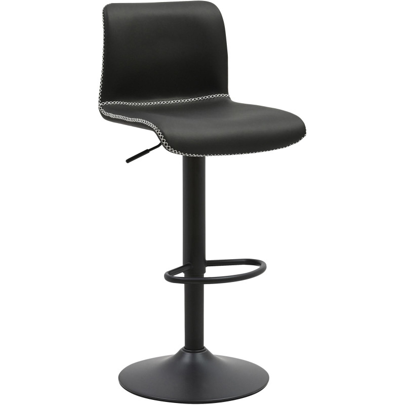 Tabouret de bar rétro chic Polyuréthane Noir Surpiqué Métal Noir Mat Miven - 1