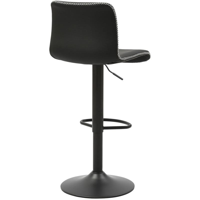 Tabouret de bar rétro chic Polyuréthane Noir Surpiqué Métal Noir Mat Miven - 3