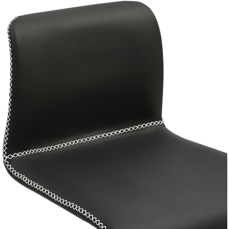 Tabouret de bar rétro chic Polyuréthane Noir Surpiqué Métal Noir Mat Miven - 4