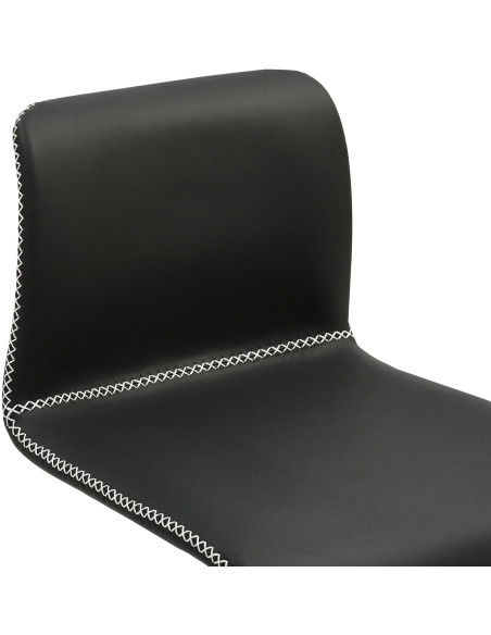 Tabouret de bar rétro chic Polyuréthane Noir Surpiqué Métal Noir Mat Miven - 4
