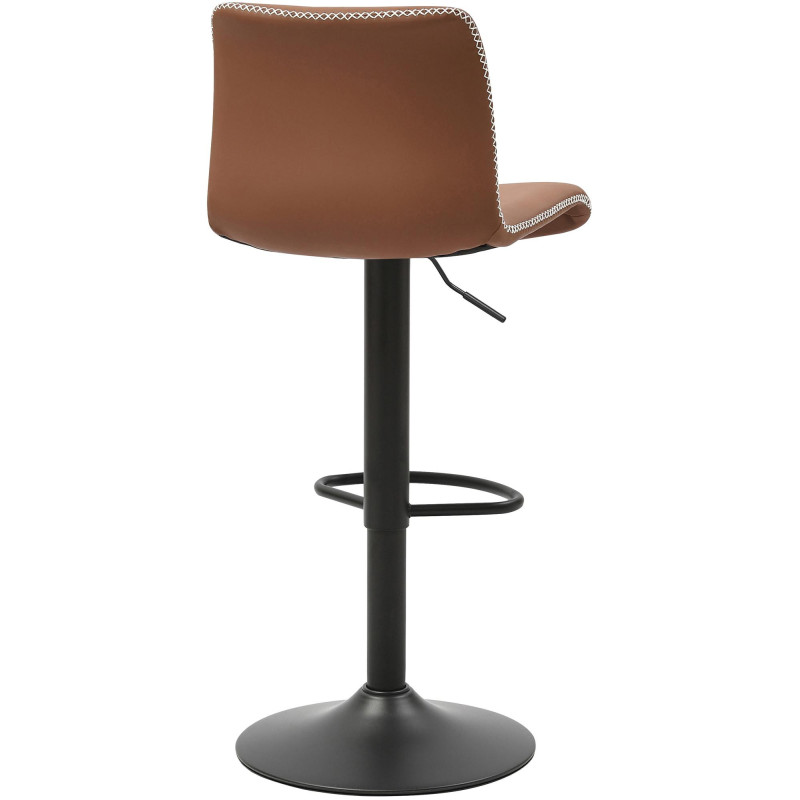 Tabouret de bar rétro chic Polyuréthane Marron Surpiqué Métal Noir Mat Miven - 3