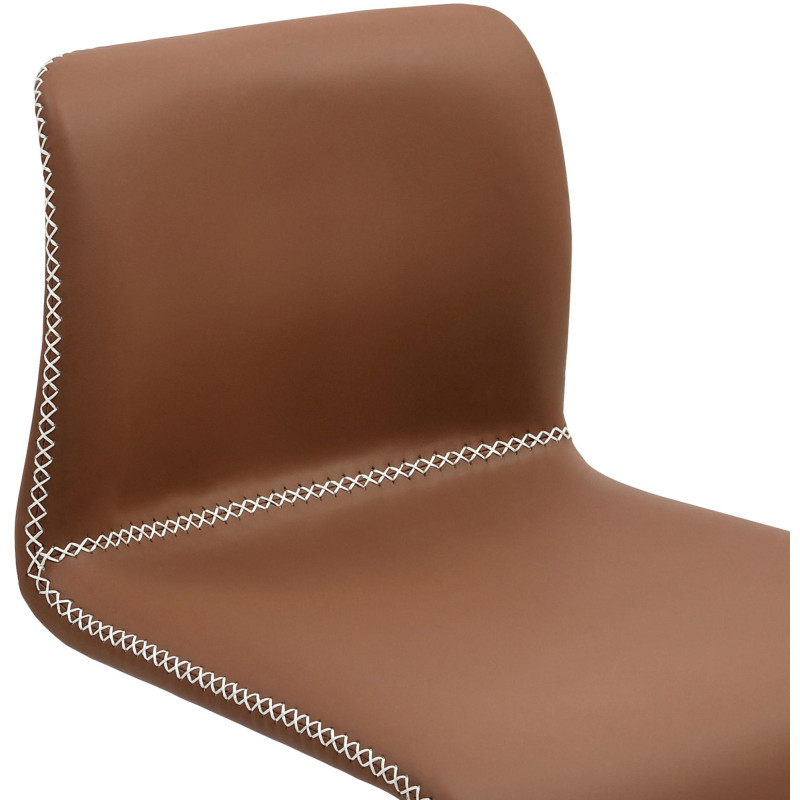 Tabouret de bar rétro chic Polyuréthane Marron Surpiqué Métal Noir Mat Miven - 4