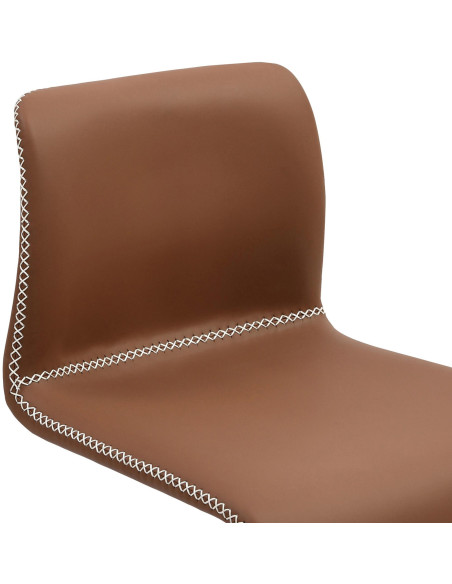 Tabouret de bar rétro chic Polyuréthane Marron Surpiqué Métal Noir Mat Miven - 4