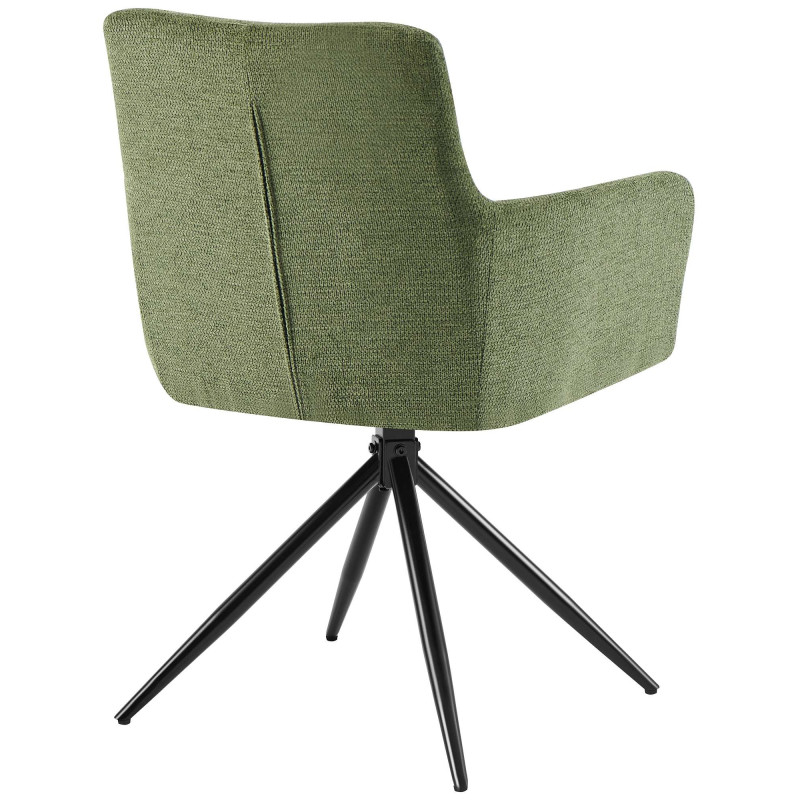 Fauteuil de table pivotant Tissu Vert Matelassé Métal Noir Mat Milon - 4