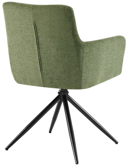 Fauteuil de table pivotant Tissu Vert Matelassé Métal Noir Mat Milon - 4