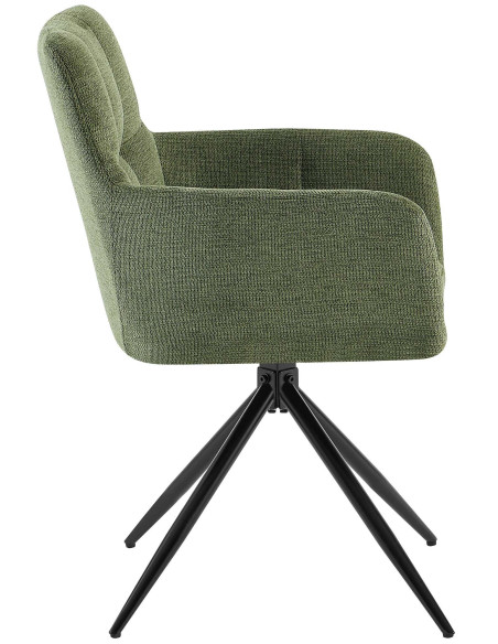 Fauteuil de table pivotant Tissu Vert Matelassé Métal Noir Mat Milon - 3