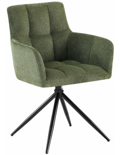 Fauteuil de table pivotant Tissu Vert Matelassé Métal Noir Mat Milon - 1