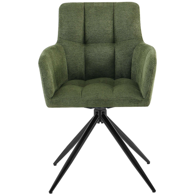 Fauteuil de table pivotant Tissu Vert Matelassé Métal Noir Mat Milon - 2