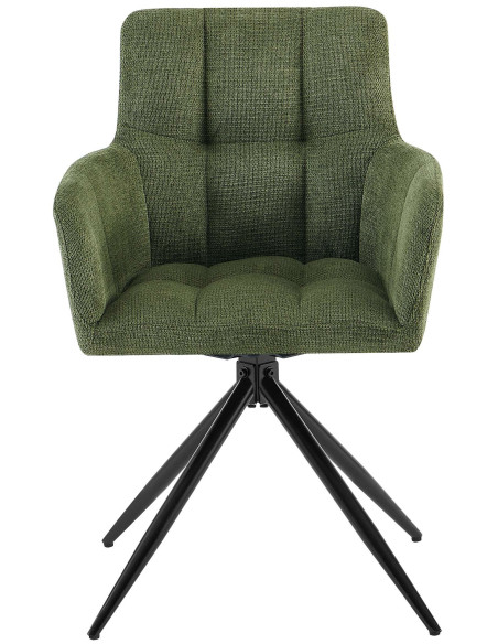 Fauteuil de table pivotant Tissu Vert Matelassé Métal Noir Mat Milon - 2
