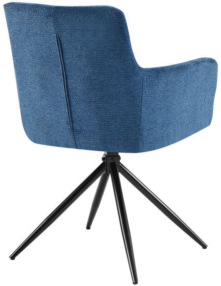 Fauteuil de table pivotant Tissu Bleu foncé Matelassé Métal Noir Mat Milon - 4