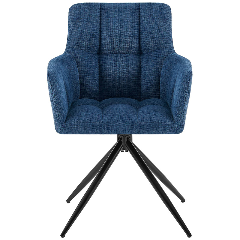 Fauteuil de table pivotant Tissu Bleu foncé Matelassé Métal Noir Mat Milon - 2