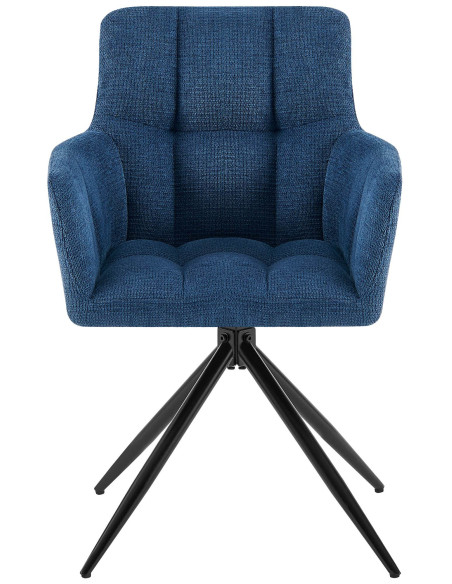 Fauteuil de table pivotant Tissu Bleu foncé Matelassé Métal Noir Mat Milon - 2