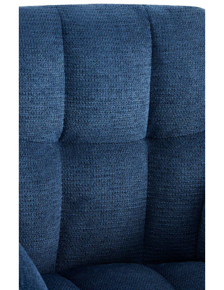 Fauteuil de table pivotant Tissu Bleu foncé Matelassé Métal Noir Mat Milon - 5