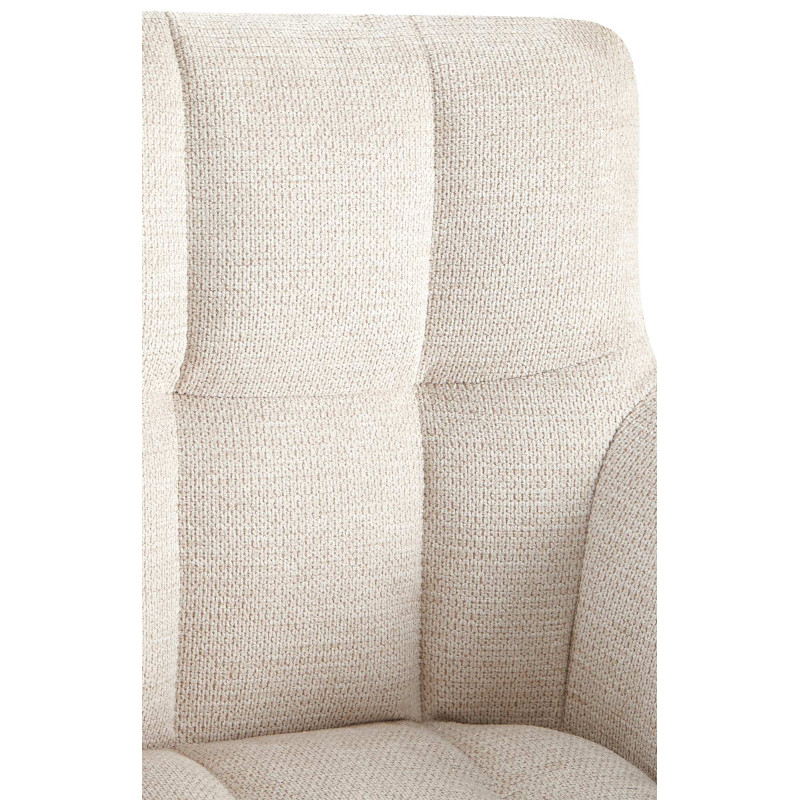 Fauteuil de table pivotant Tissu Blanc crème Matelassé Métal Noir Mat Milon - 5