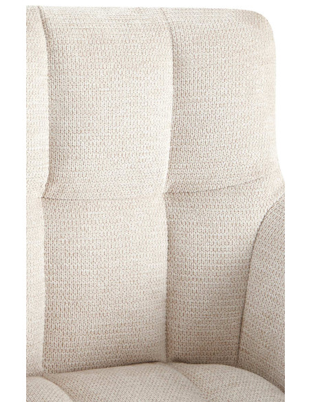 Fauteuil de table pivotant Tissu Blanc crème Matelassé Métal Noir Mat Milon - 5