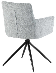 Fauteuil de table pivotant Tissu Gris clair Matelassé Métal Noir Mat Milon 