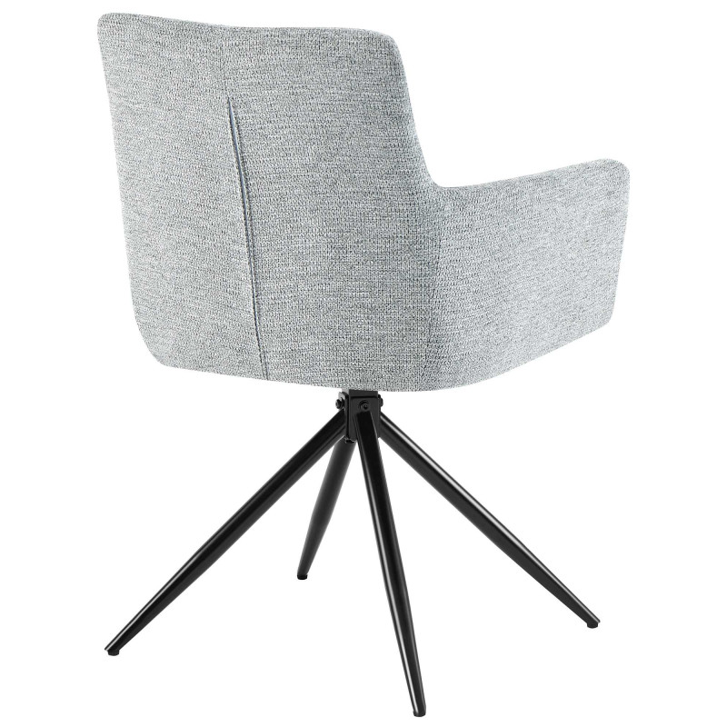 Fauteuil de table pivotant Tissu Gris clair Matelassé Métal Noir Mat Milon 
