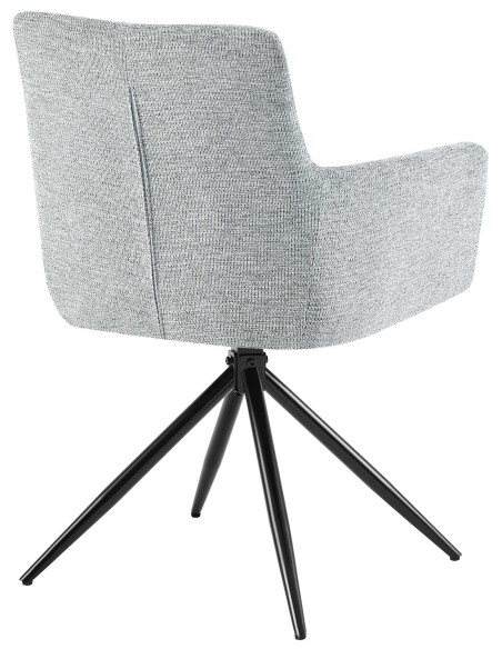 Fauteuil de table pivotant Tissu Gris clair Matelassé Métal Noir Mat Milon 