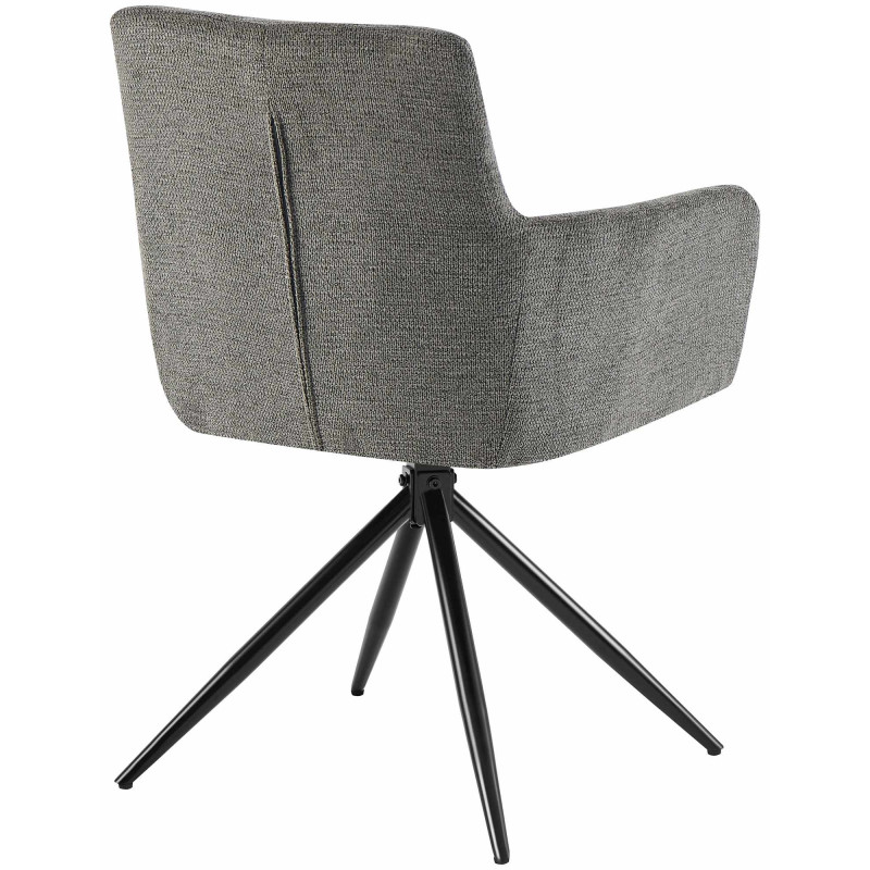 Fauteuil de table pivotant Tissu Gris foncé Matelassé Métal Noir Mat Milon 