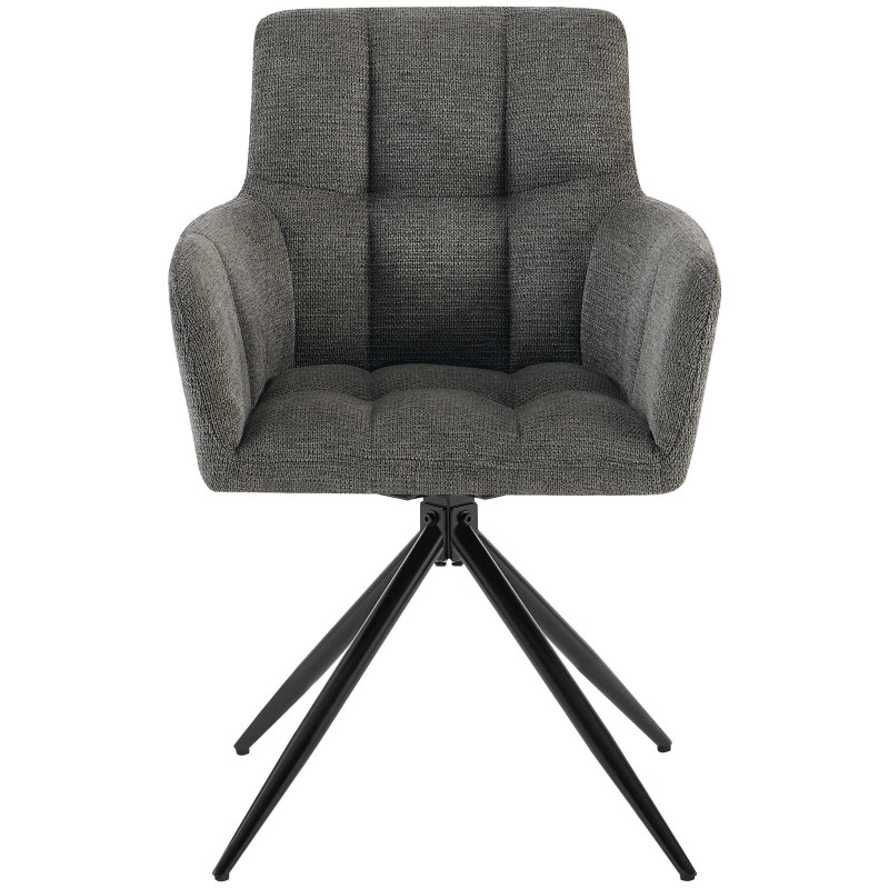 Fauteuil de table pivotant Tissu Gris foncé Matelassé Métal Noir Mat Milon 