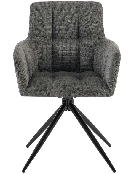 Fauteuil de table pivotant Tissu Gris foncé Matelassé Métal Noir Mat Milon 
