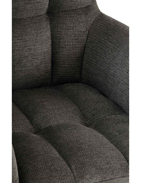 Fauteuil de table pivotant Tissu Gris foncé Matelassé Métal Noir Mat Milon 