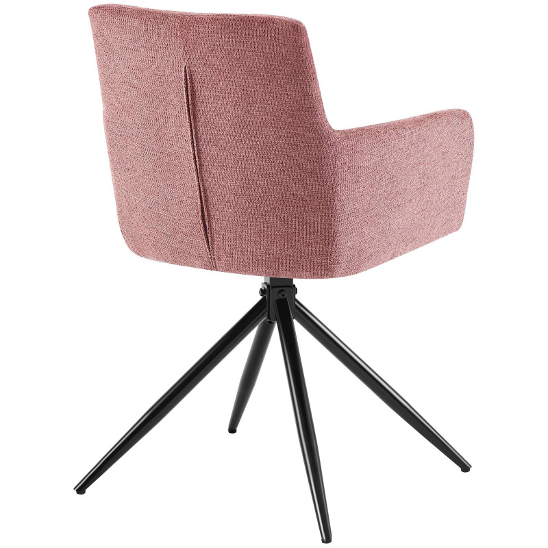 Fauteuil de table pivotant Tissu Vieux rose Matelassé Métal Noir Mat Milon - 4