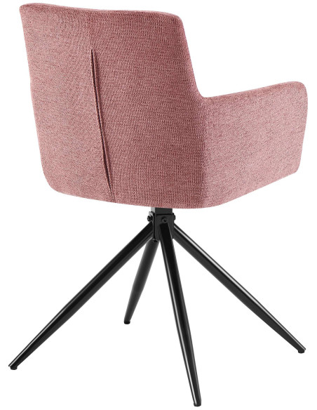 Fauteuil de table pivotant Tissu Vieux rose Matelassé Métal Noir Mat Milon - 4