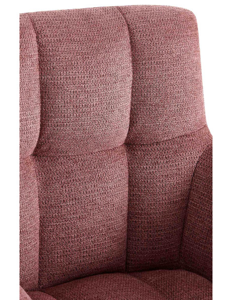 Fauteuil de table pivotant Tissu Vieux rose Matelassé Métal Noir Mat Milon - 5