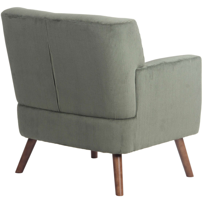 Fauteuil moderne chic Velours côtelé Vert Bois Marron Kirno - 3