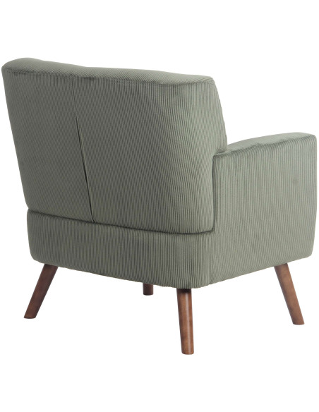 Fauteuil moderne chic Velours côtelé Vert Bois Marron Kirno - 3