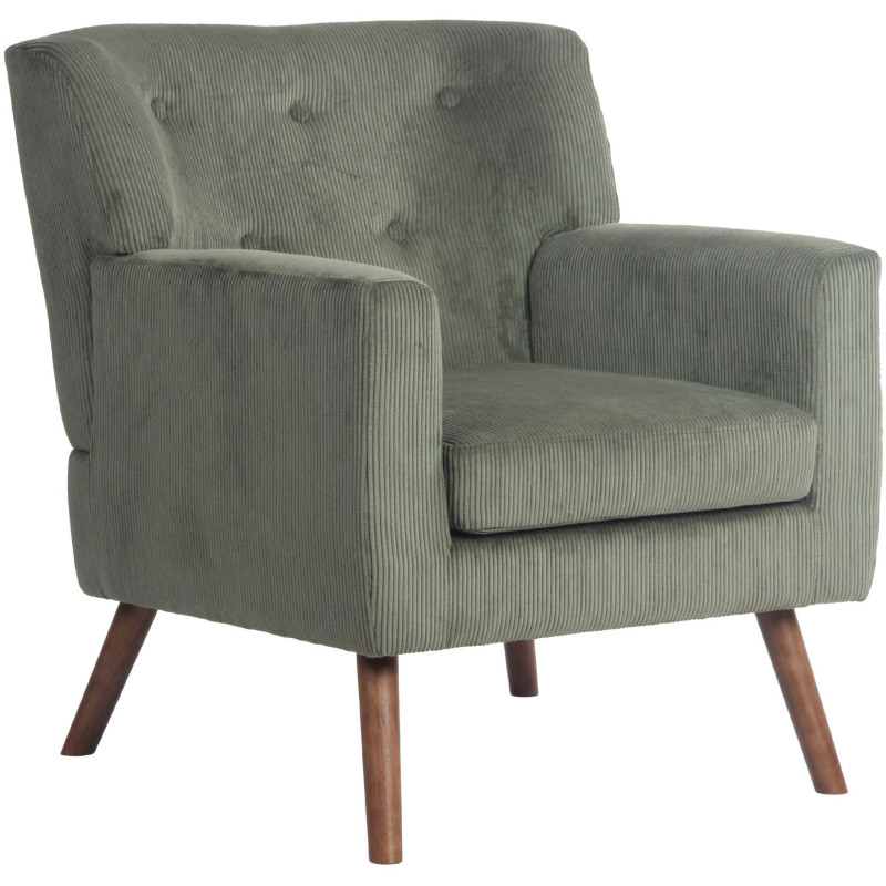 Fauteuil moderne chic Velours côtelé Vert Bois Marron Kirno - 1