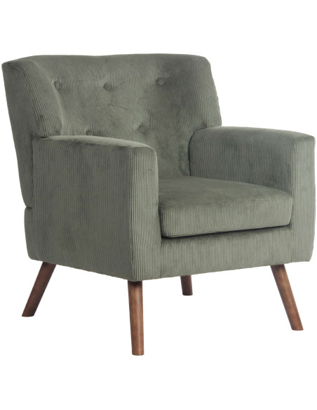 Fauteuil moderne chic Velours côtelé Vert Bois Marron Kirno - 1