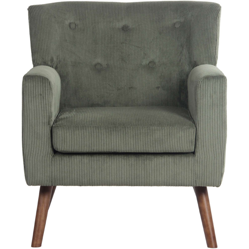 Fauteuil moderne chic Velours côtelé Vert Bois Marron Kirno - 2