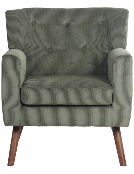 Fauteuil moderne chic Velours côtelé Vert Bois Marron Kirno - 2