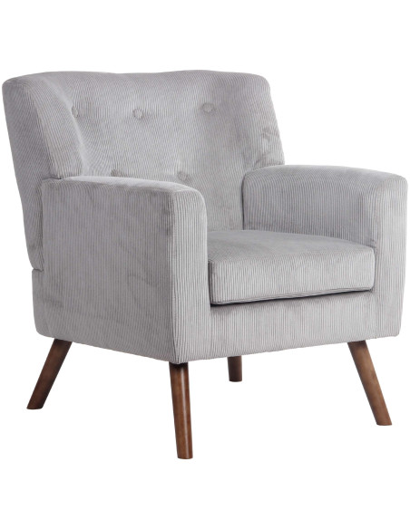 Fauteuil moderne chic Velours côtelé Gris Bois Marron Kirno - 1