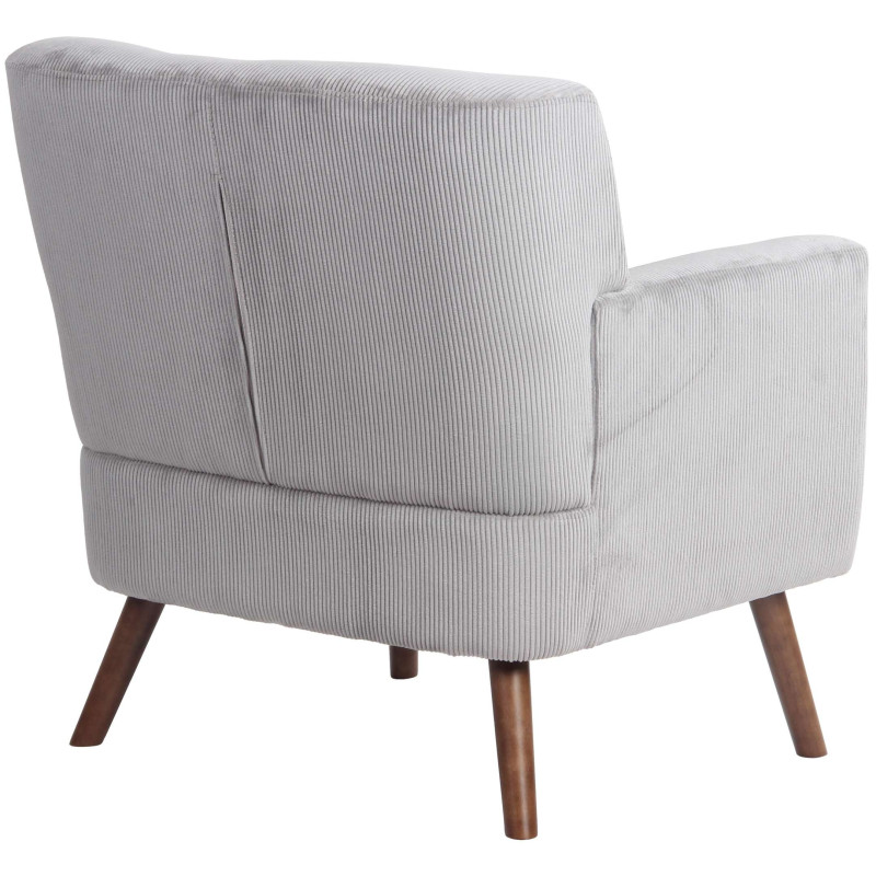 Fauteuil moderne chic Velours côtelé Gris Bois Marron Kirno - 3