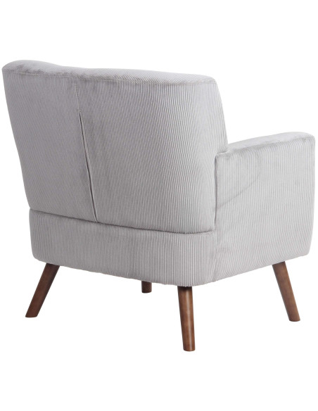 Fauteuil moderne chic Velours côtelé Gris Bois Marron Kirno - 3