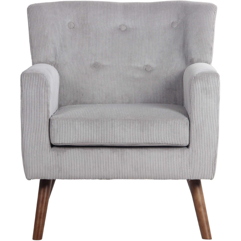 Fauteuil moderne chic Velours côtelé Gris Bois Marron Kirno - 2