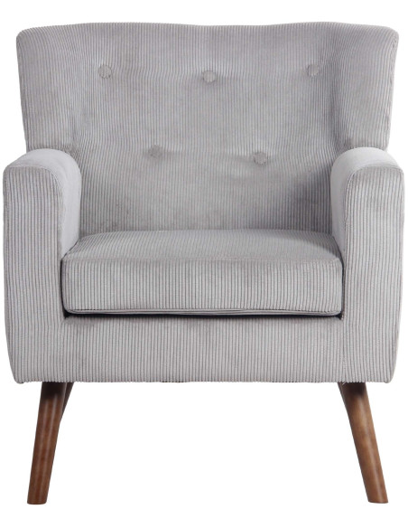 Fauteuil moderne chic Velours côtelé Gris Bois Marron Kirno - 2