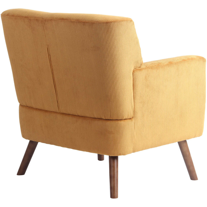 Fauteuil moderne chic Velours côtelé Orange Bois Marron Kirno - 2