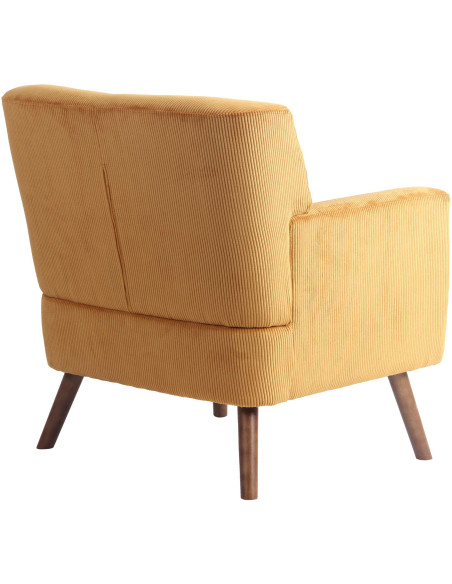 Fauteuil moderne chic Velours côtelé Orange Bois Marron Kirno - 2