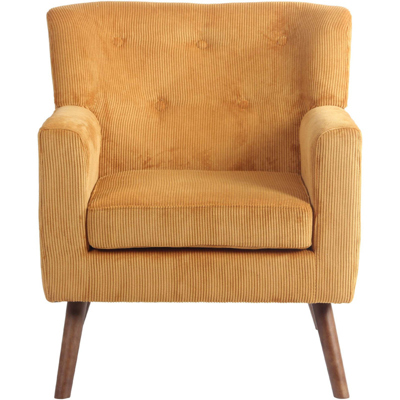 Fauteuil moderne chic Velours côtelé Orange Bois Marron Kirno - 3