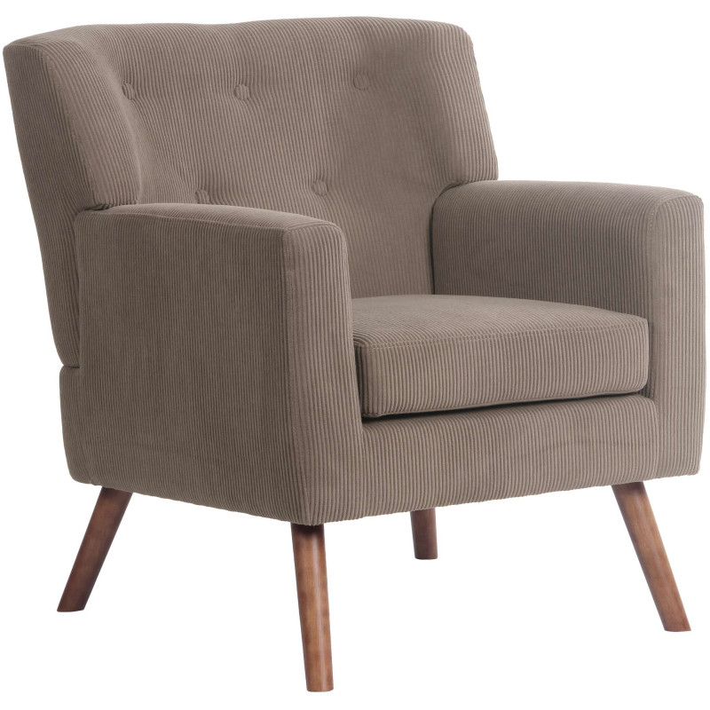 Fauteuil moderne chic Velours côtelé Marron foncé Bois Marron Kirno - 1