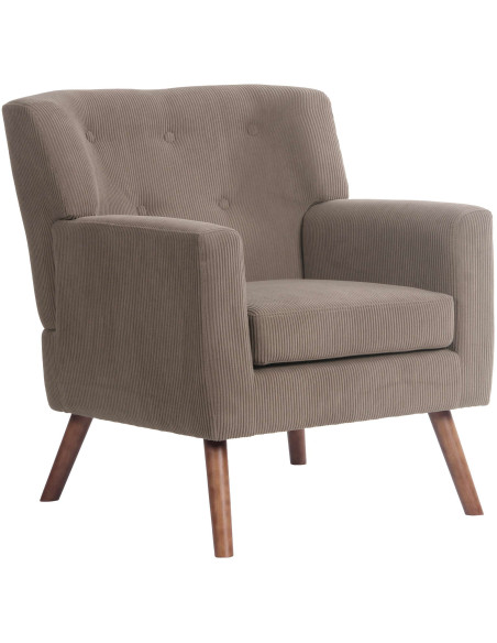 Fauteuil moderne chic Velours côtelé Marron foncé Bois Marron Kirno - 1