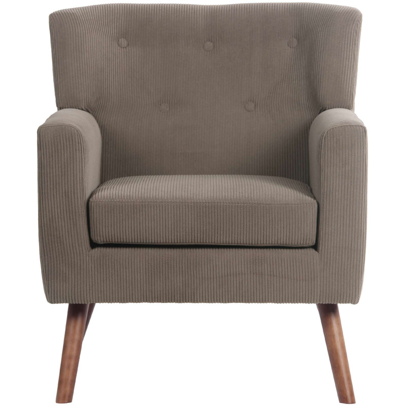 Fauteuil moderne chic Velours côtelé Marron foncé Bois Marron Kirno - 2