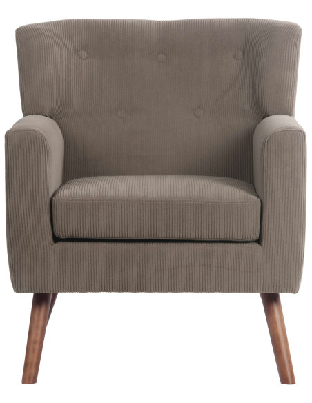 Fauteuil moderne chic Velours côtelé Marron foncé Bois Marron Kirno - 2