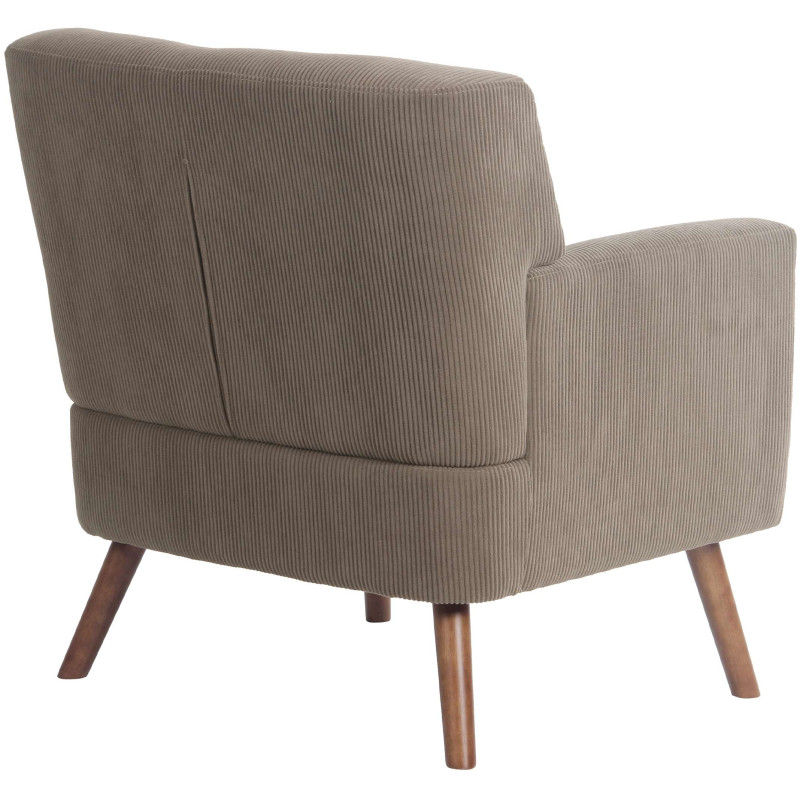 Fauteuil moderne chic Velours côtelé Marron foncé Bois Marron Kirno - 3